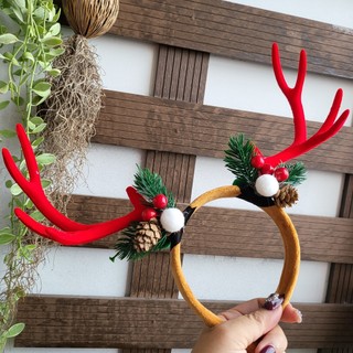 Cài tóc noel sừng nai siêu To đính hạt Hot trend