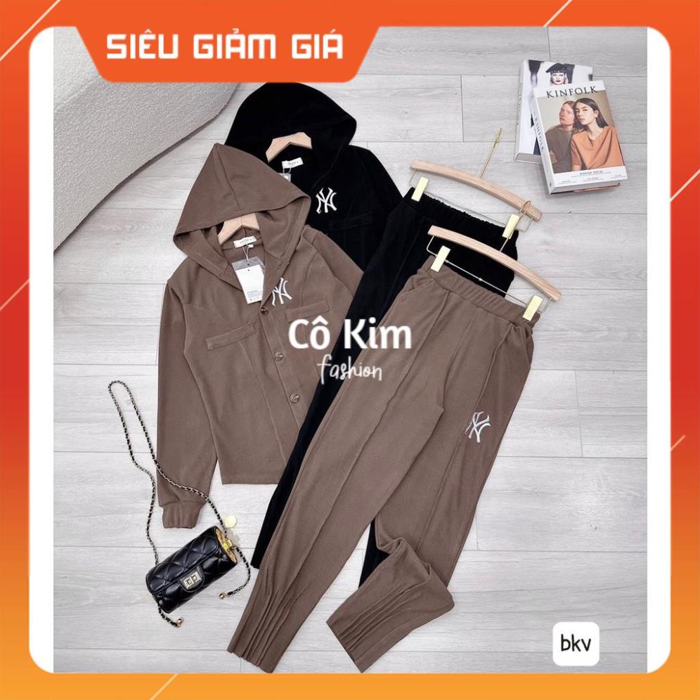 Bộ NY len mũ cúc quần bo gấu sịn đẹp hot trend