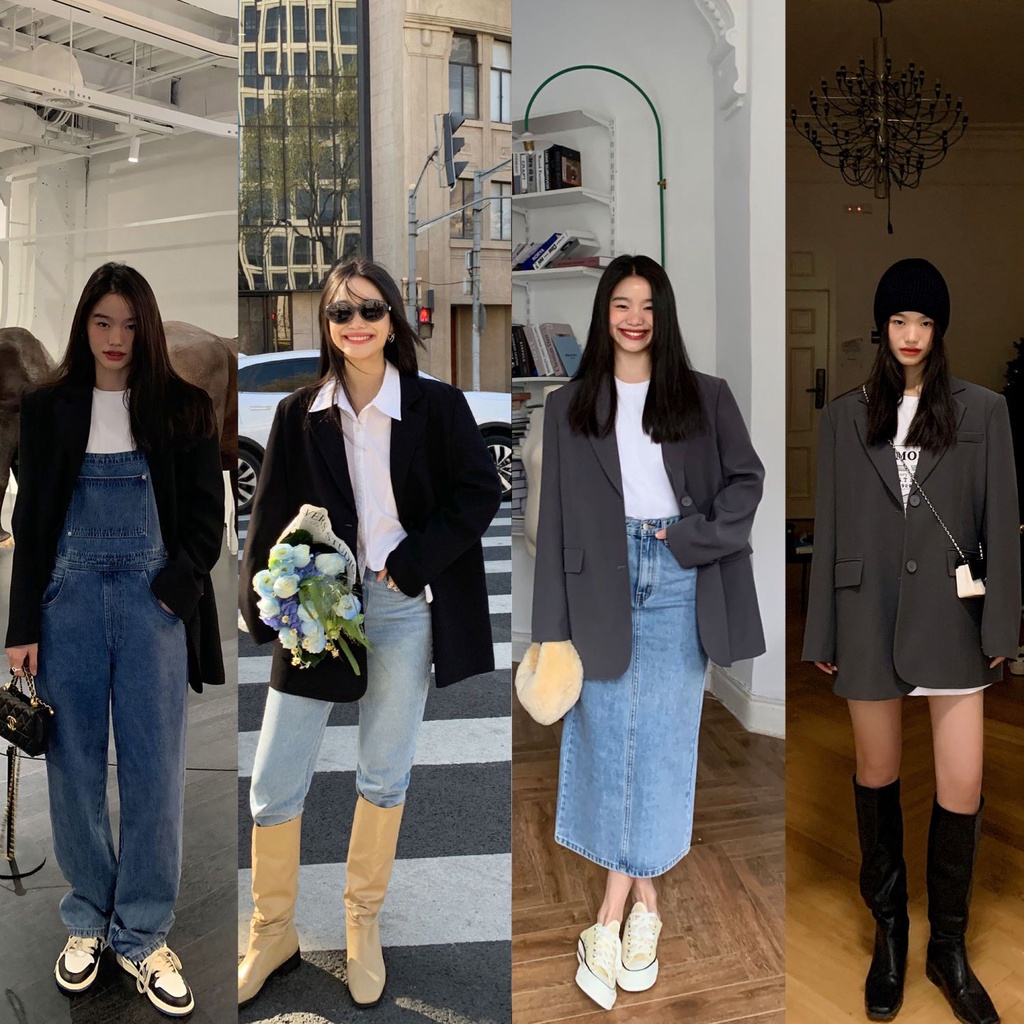 Bán Chạy!Áo Khoác Blazer Dáng Rộng Xẻ Tà Sau Lưng Phong Cách Hàn Quốc Thời Trang Xuân Thu 2022 Cho Nữ