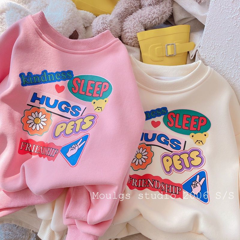 Áo Sweater Lông Cừu Giữ Ấm In Chữ Thời Trang Thu Đông Cho Nữ