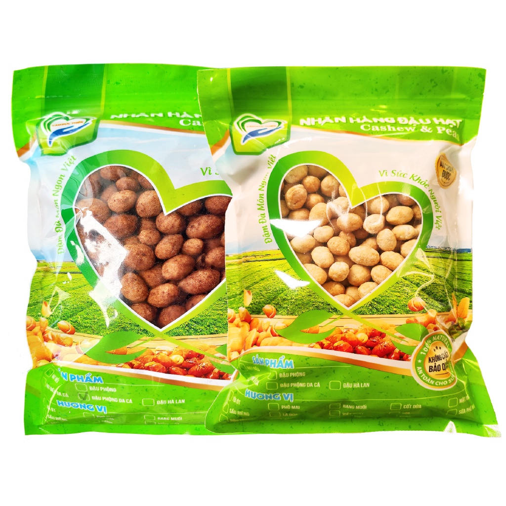 Combo 1KG Đậu Phộng Da Cá 2 Vị: Nước Cốt Dừa và Cacao Tâm Đức Thiện 2 Túi x 500GR