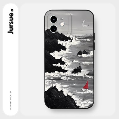 Ốp lưng JURSUE chống bẩn hình độc lạ ngầu nam đen Cho iPhone 17 16 15 14 13 12 11 Pro Max SE 2020 X XR XS ip 8 7 Plus Y2615