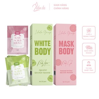 Combo Kem Dưỡng Ẩm White Body Lotion + Gel Mask Body Lihola Hỗ Trợ Trắng Da Ngừa Lão Hoá 250g Tặng Tẩy Tế Bào Chết