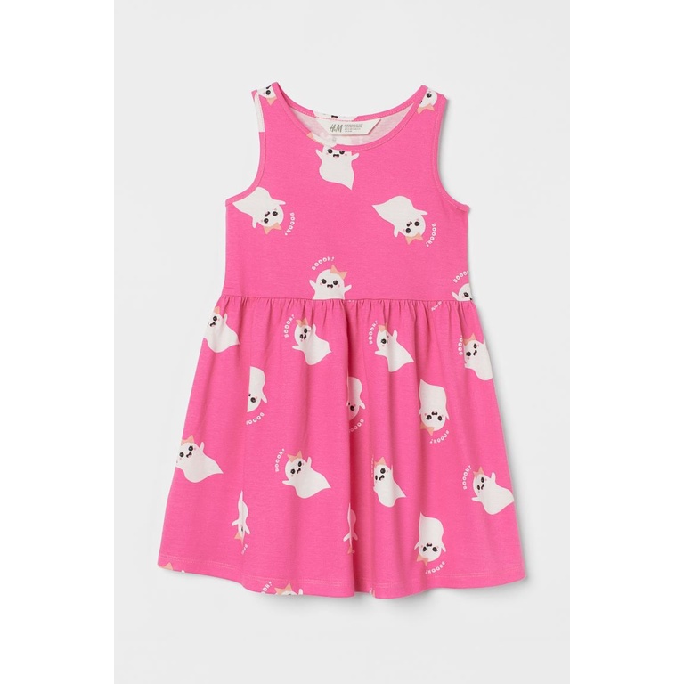 Đầm Cotton Sát Nách Bé Gái HM - Hồng Bé Ma