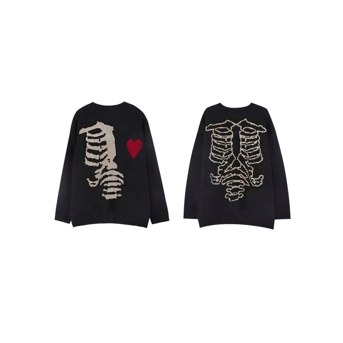 Áo len hoạ tiết Skeleton Heart form xuông