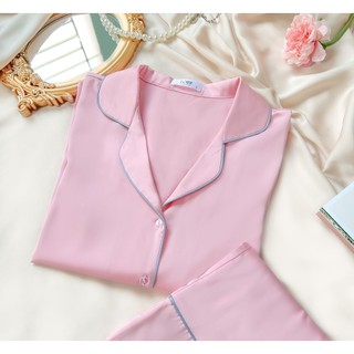 Bộ Pijama Lụa Basic Dáng Dài Thoải Mái LPD06