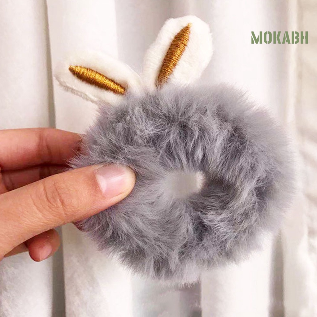 [mokabh] Dây Buộc Tóc Co Giãn Tốt Đính Tai Thỏ Hoạt Hình Bằng Lông Thỏ Giả Thoải Mái Độ Co Giãn Cao Trang Trí Sức Khỏe Hàng Ngày Cuộc Sống Hàng Ngày