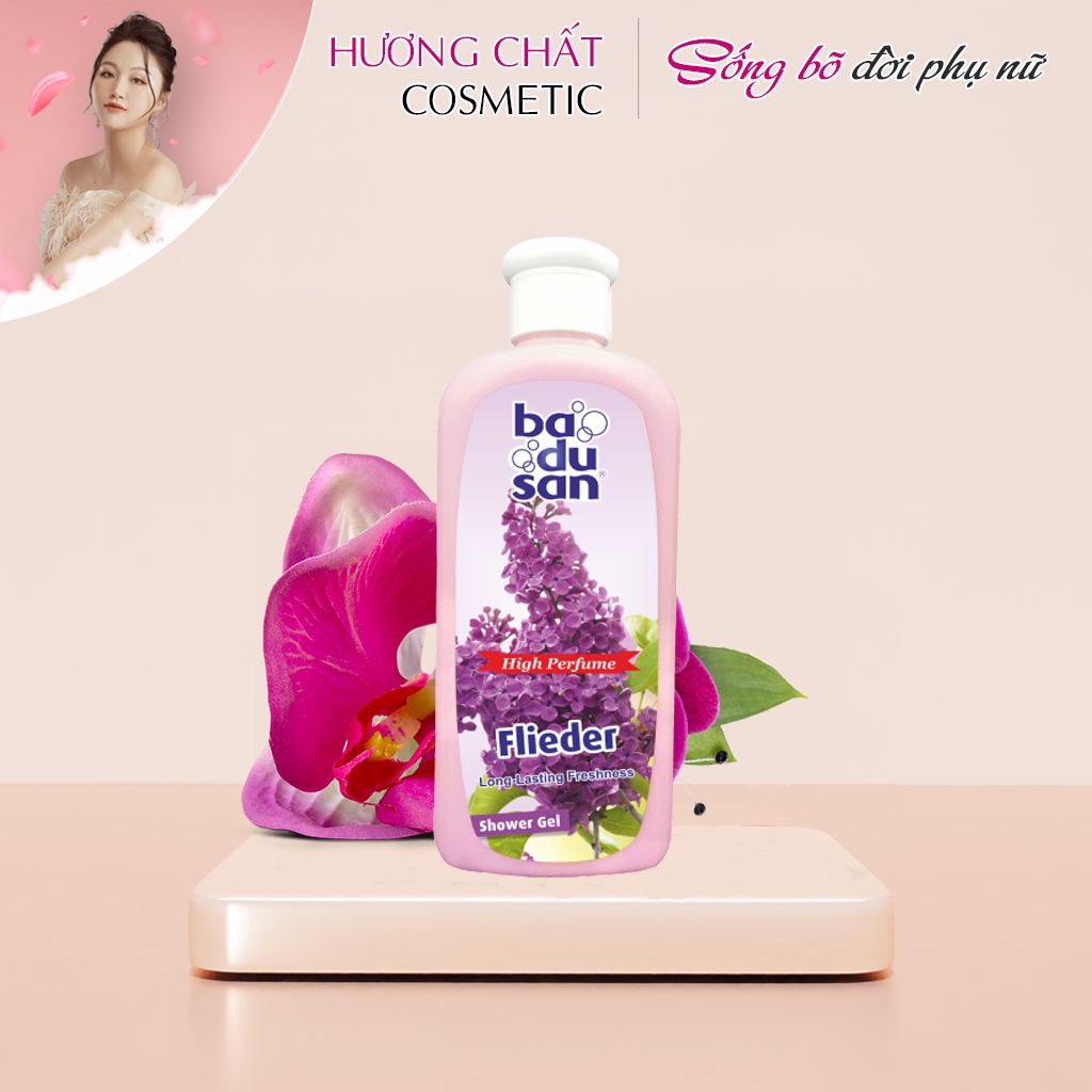 Sữa tắm nước hoa thuần chay Organic Badusan Flieder (Tử Đinh Hương) 500ml - Hương Chất Cosmetic