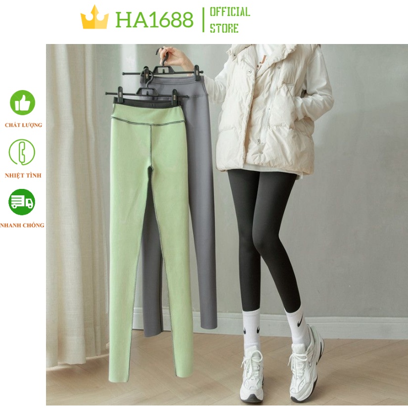 Quần Legging nữ dài lót lông,mềm cạp cao,tôn dáng, co giãn tốt,quần tất lót lông cho mùa đông ấm áp,cực xinh HA1688