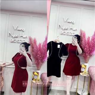 ĐẦM NHUNG KHOÉT EO ĐÍNH ĐÁ BIGSIZE VƯƠNG NGỌC HÂN