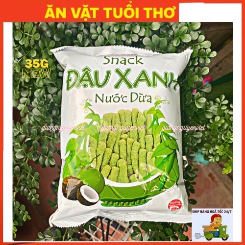 (BIM HOT 32G) Bim bim Oishi snack đậu xanh nước dừa, snack que tuổi thơ gói to 32g NEW