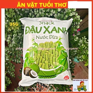 BIM HOT 35G Bim bim Oishi snack đậu xanh nước dừa, snack que tuổi thơ gói