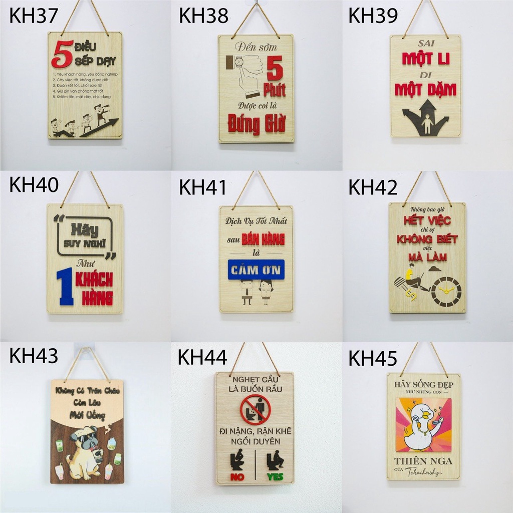 (TẶNG KÈM MÓC TREO)Biển bảng gỗ decor Khẩu Hiệu-SLOGAN size lớn 5 - bảng gỗ trang trí văn phòng làm việc - tranh cổ động