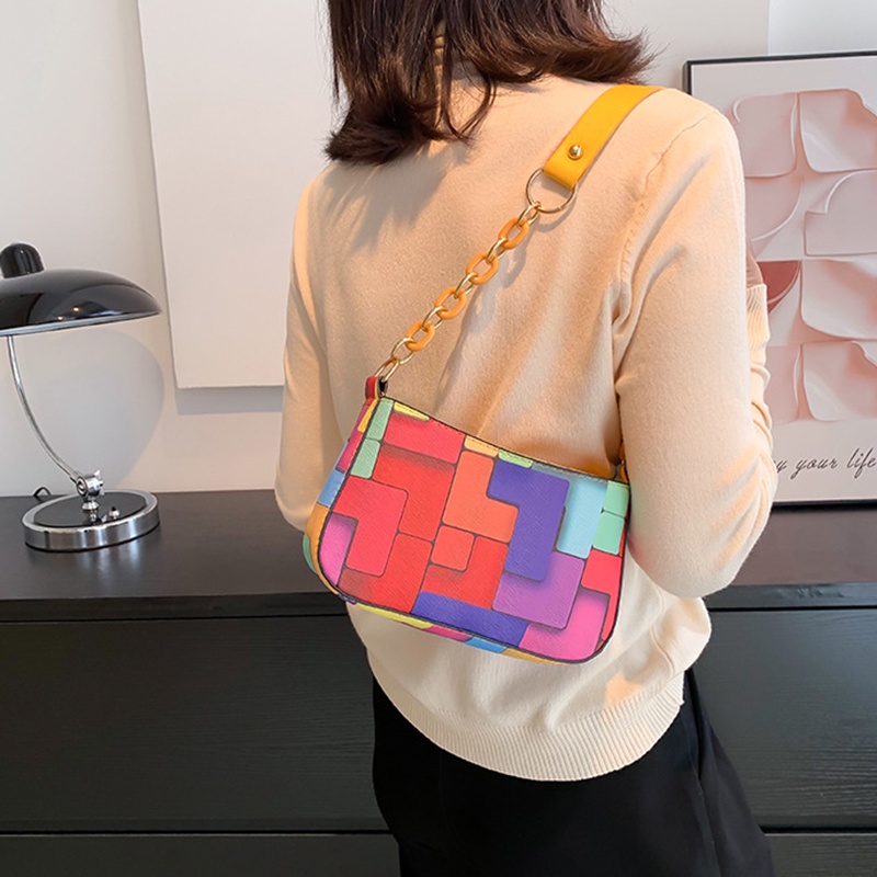 Túi Đeo Vai Phối Dây Xích Phong Cách Hàn Quốc Thời Trang Cho Nữ