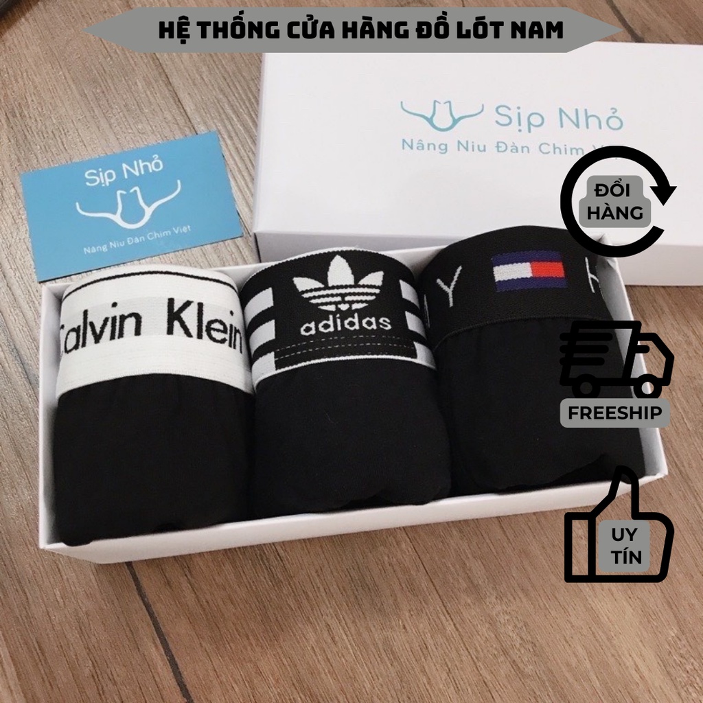 Quần sịp nam quần lót đùi nam boxer cotton xịn combo full đen