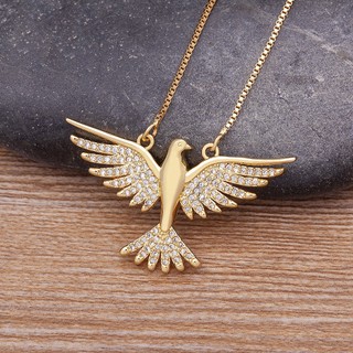 Vòng cổ Mặt Chim Đại Bàng Đang Bay Đính Đá Zircon Vintage