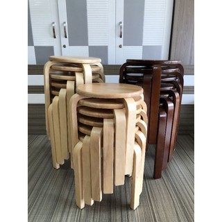 Ghế Đôn Gỗ Cao Su Ghép Chân Uốn Cong ( Cao 35cm & 45cm )