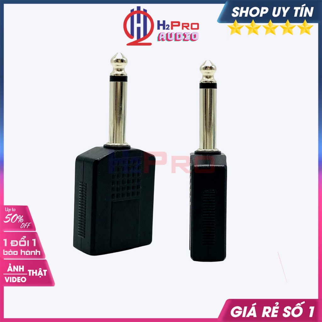 Jack Chia Cổng Micro 6.5Mm (6Ly) 1 Đầu Đực Ra 2 Đầu Cái Cao Cấp, Jack Chia 2 Đầu Micro Chân 6 Ly Hát Song Ca-H2Pro Audio