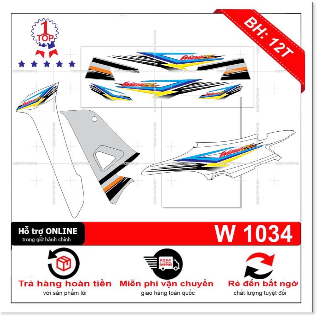 FREE SHIP + SALE SỐC +DECAL PVC 5 LỚP CHẤT LƯỢNG CAO Tem rời wave a 2016 trắng