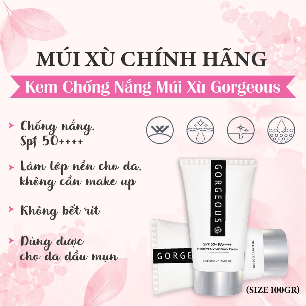 Kem Chống Nắng Múi Xù Gorgeous size 50gr chính hãng