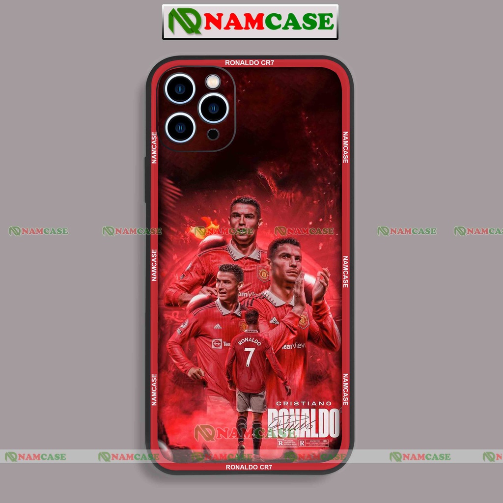 Ốp lưng điện thoại iPhone cạnh viền vuông hình bóng đá cristian ronaldo cr7 ip 6/6s/7/8/X/XS/XR/11/12/13/14 Pro Plus Max