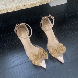Sandal cao gót nơ đá bít mũi hàng cao cấp fullbox