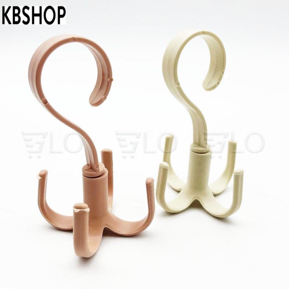 Móc Nhựa Xoay 360 Độ 4 Chấu Tiện Dụng Treo Đồ, Phơi Quần Áo, Túi, Thắt Lưng, Giày Dép, Khăn Chịu Lực Cao