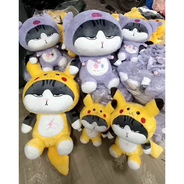 Gấu bông mèo hoàng thượng cosplay kuromi, pikachu nhồi bông