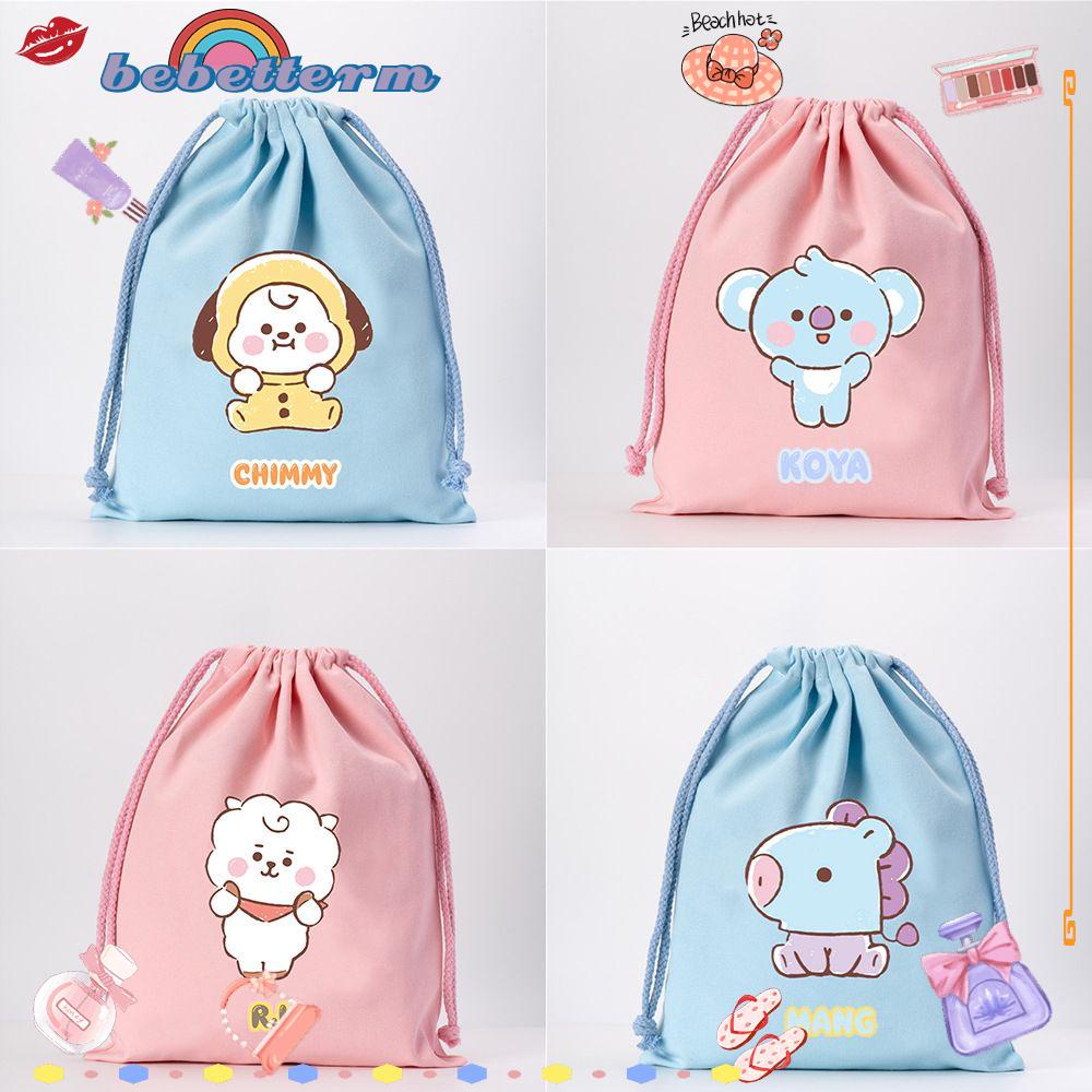 Túi Dây Rút Bằng Vải Acrylic In Họa Tiết Hoạt Hình BT21 Phong Cách BTS