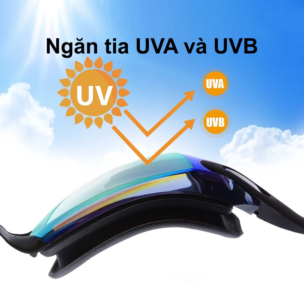 GiGiBomstore Kính bơi ánh kim chống tia UV , chống hấp hơi kiểu dáng thể thao Khóa bấm phía sau dễ dàng đeo và tháo kính