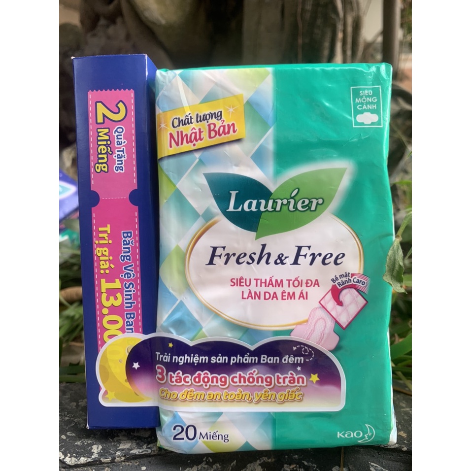 BĂNG VỆ SINH LAURIER FRESH AND FREE 20 MIẾNG