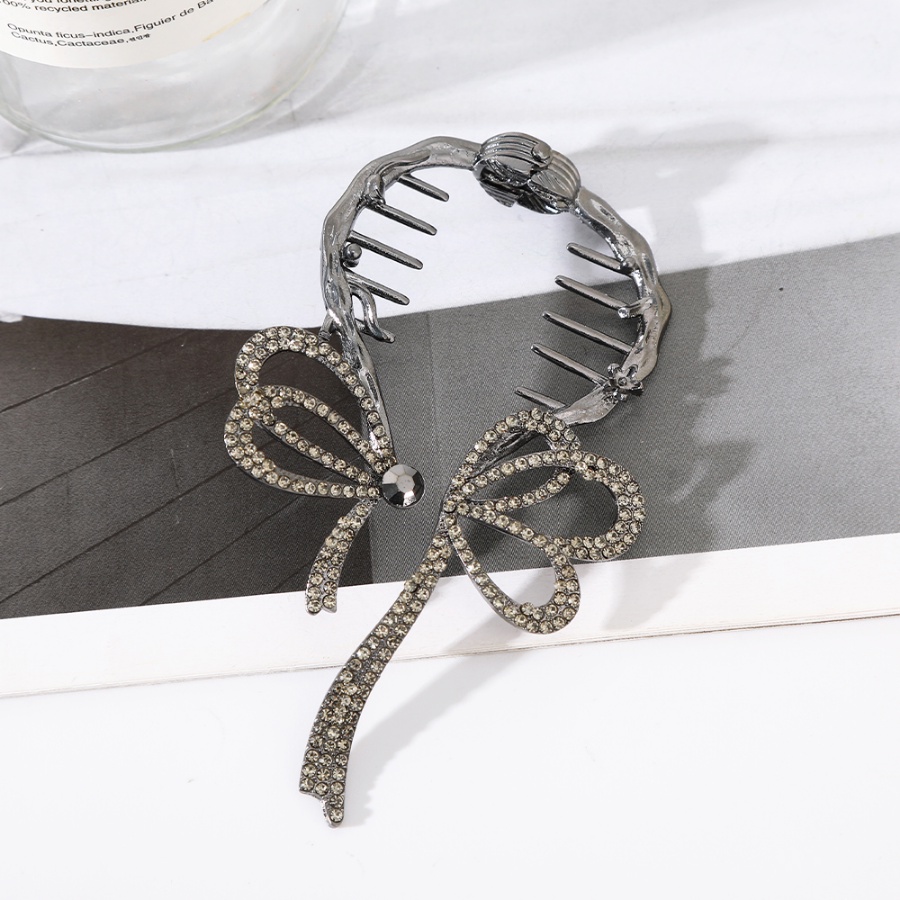 Kẹp Tóc Nơ Kim Loại Đính Đá Pha Lê 10cm Phong Cách Hàn Quốc