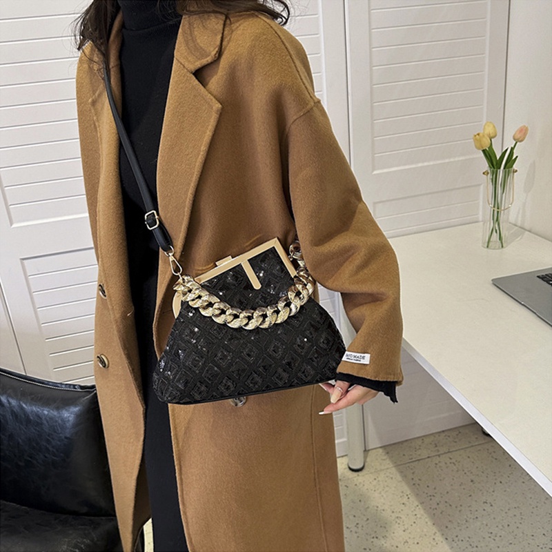 Túi Đeo Chéo Đính Kim Sa Lấp Lánh Phong Cách Retro Dễ Phối Đồ