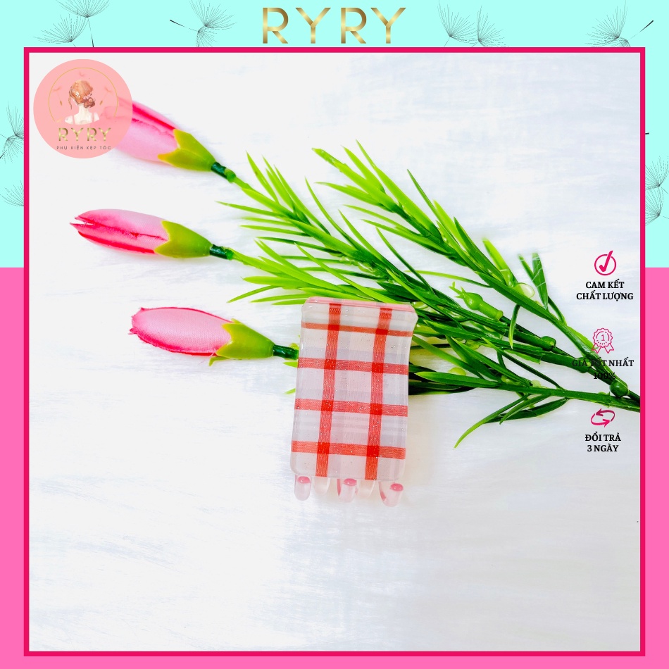 Kẹp Càng Cua 2 Da Sọc Caro Sang Chảnh Hàn Quốc Cho Nữ