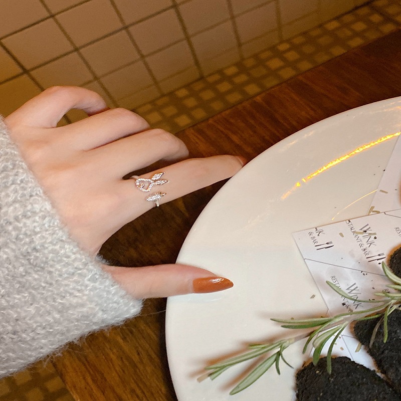 Nhẫn Hở HìNh Thỏ Và Cà RốT ĐíNh Kim Cương Giả ThờI Trang Cho Nữ