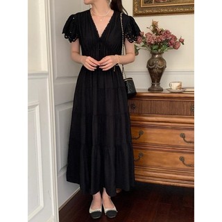 Maxi eo chun tay eyelet 2 màu AfterBefore