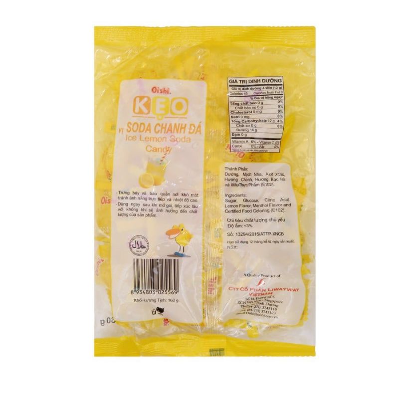 Kẹo oishi soda chanh đá gói 90g