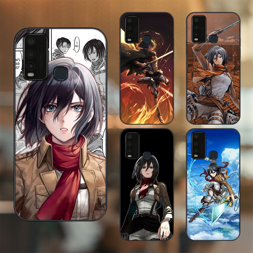 Ốp lưng Vivo Y30, Y50 viền đen in hình Mikasa Ackerman Attack On Titan