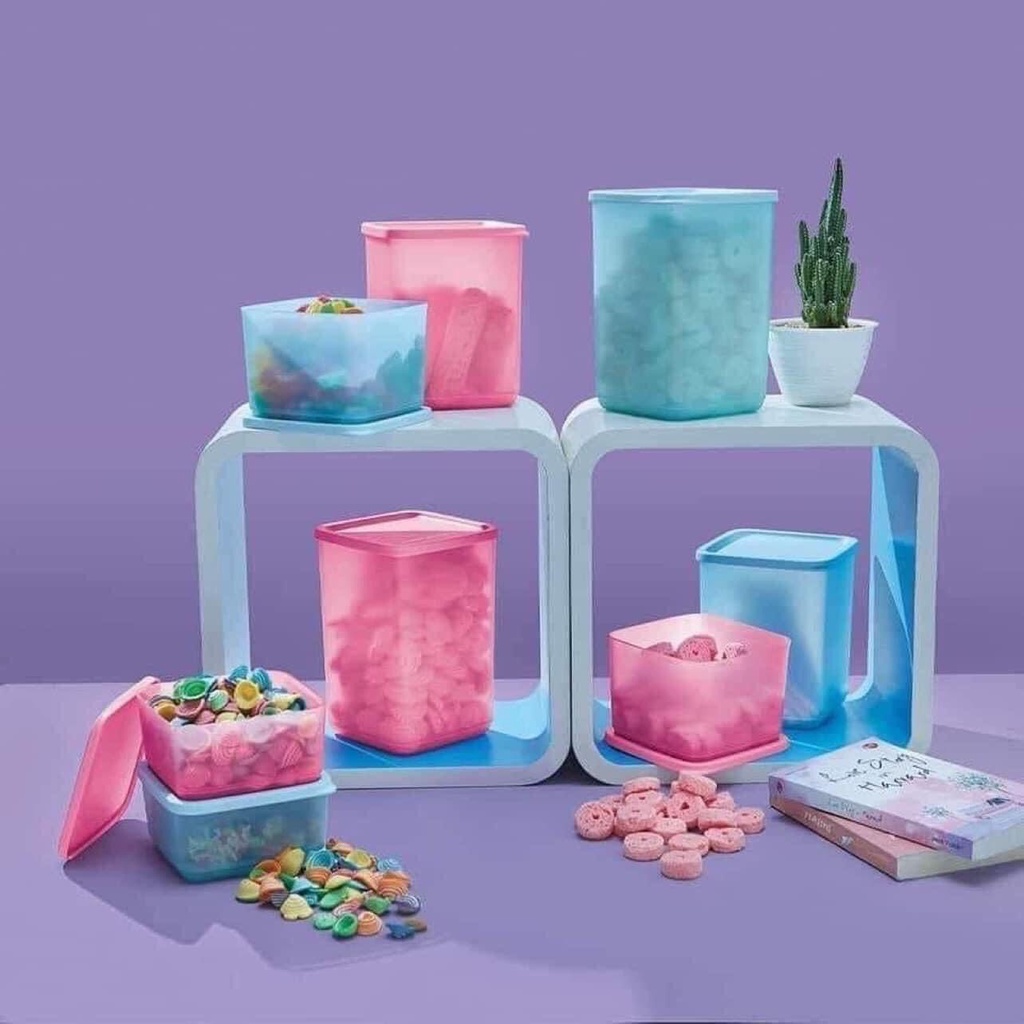 Bộ hộp nhựa đựng thực phẩm tủ lạnh mát hoặc khô Tupperware Pop Fiesta set 8 nhựa nguyên sinh an toàn chính hãng bảo hành