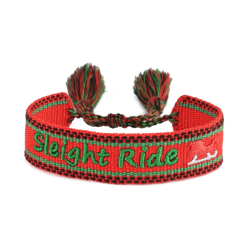 Vòng Tay Bện Dây Tua Rua Phong Cách Giáng Sinh