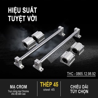Bộ thanh ray trượt tròn phi 16mm (1 thanh SC16 dài 1 mét + 2 bi trượt SCS16UU + 2 gối đỡ SK16)