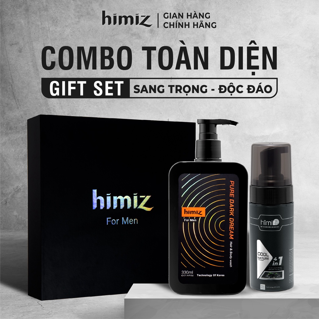 Combo sữa tắm gội toàn thân cho nam Pure Dark Dream hương nước hoa cao cấp 330ml và bọt vệ sinh nam giới Himiz 120ml