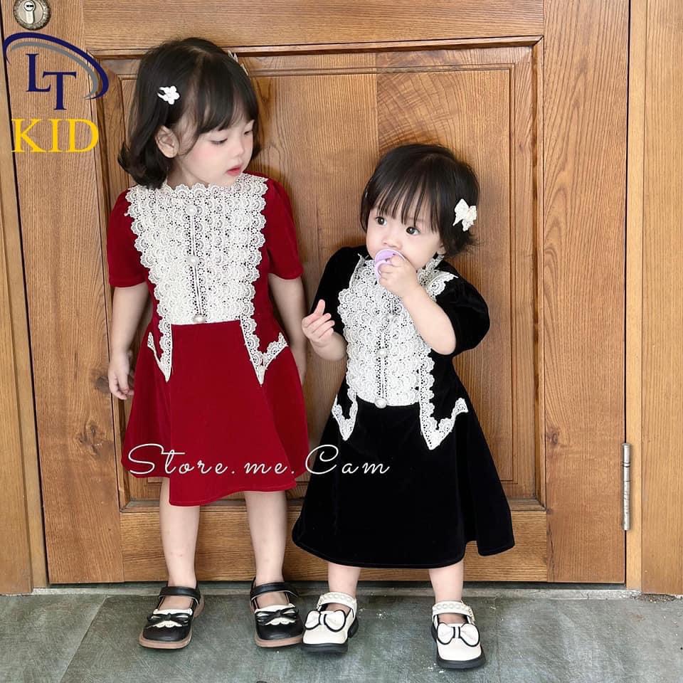 8-25kg váy nhung cổ bèo cho bé gái