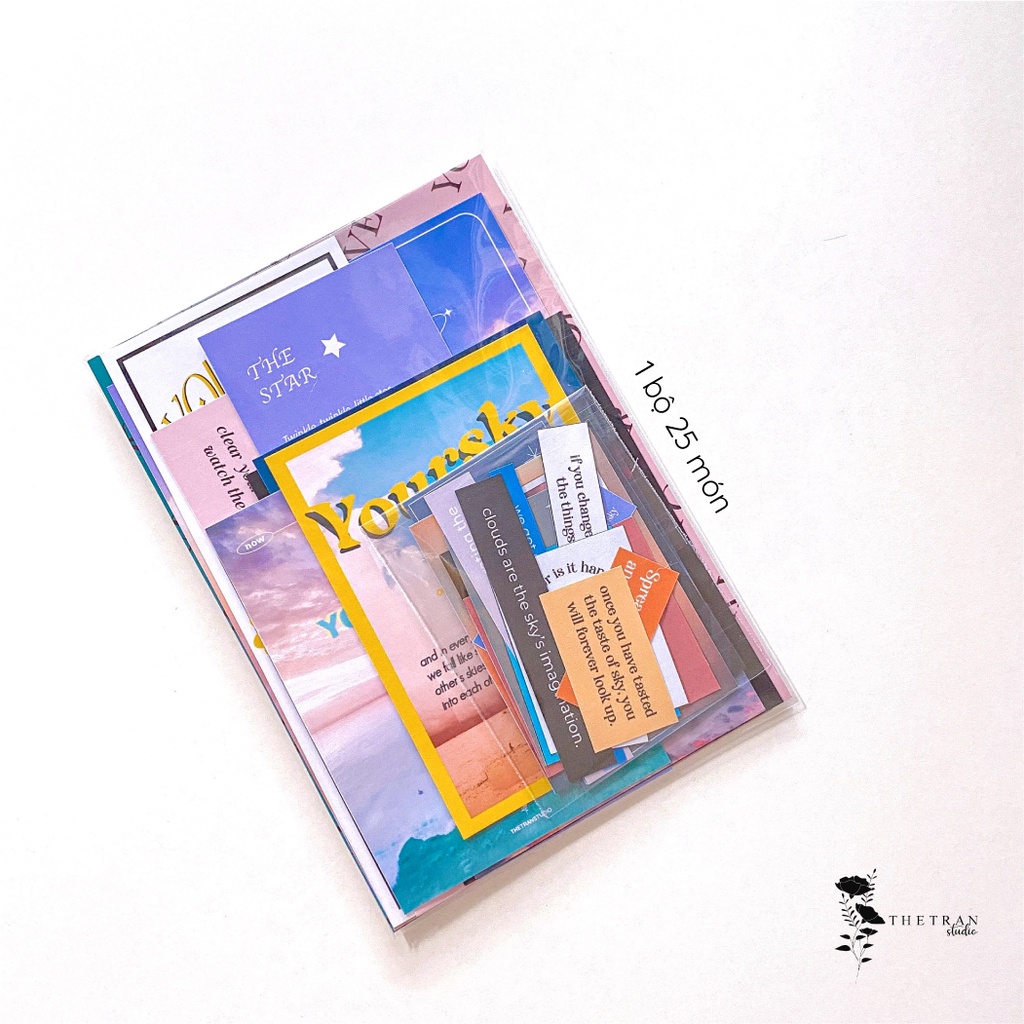 Bộ 25 postcard poster ảnh sticker nghệ thuật A6 decor phòng dán tường sổ tay/ sky deco kit / thetranstudio