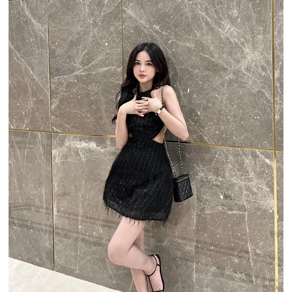 đầm yếm lông vũ 2 lớp lót có mod ngực siêu sang chảnh lyiemt