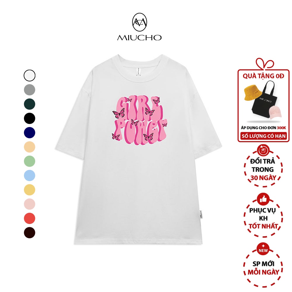 Áo phông nữ form rộng tay lỡ unisex đẹp, áo thun nữ form rộng tay lỡ unisex cotton hàn quốc AT127 Miucho in hình
