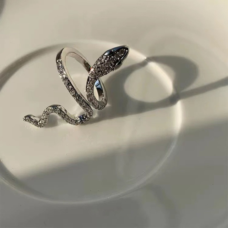 Nhẫn Hình Rắn Mạ Bạc Có Thể Điều Chỉnh Kích Cỡ Phong Cách Retro Dành Cho Nam Và Nữ