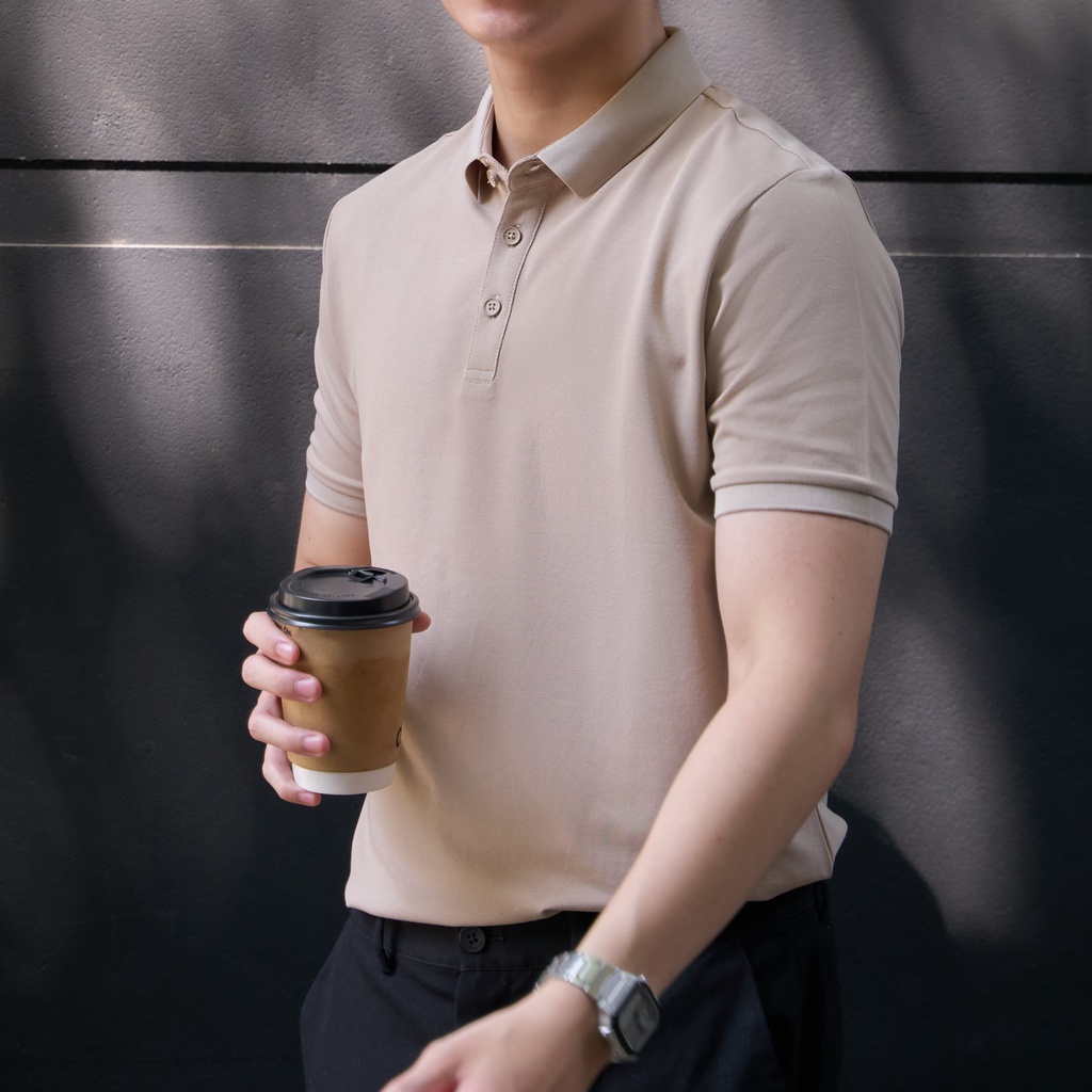 THINK Menswear - Áo Polo Basic Trơn #0202 - Kem