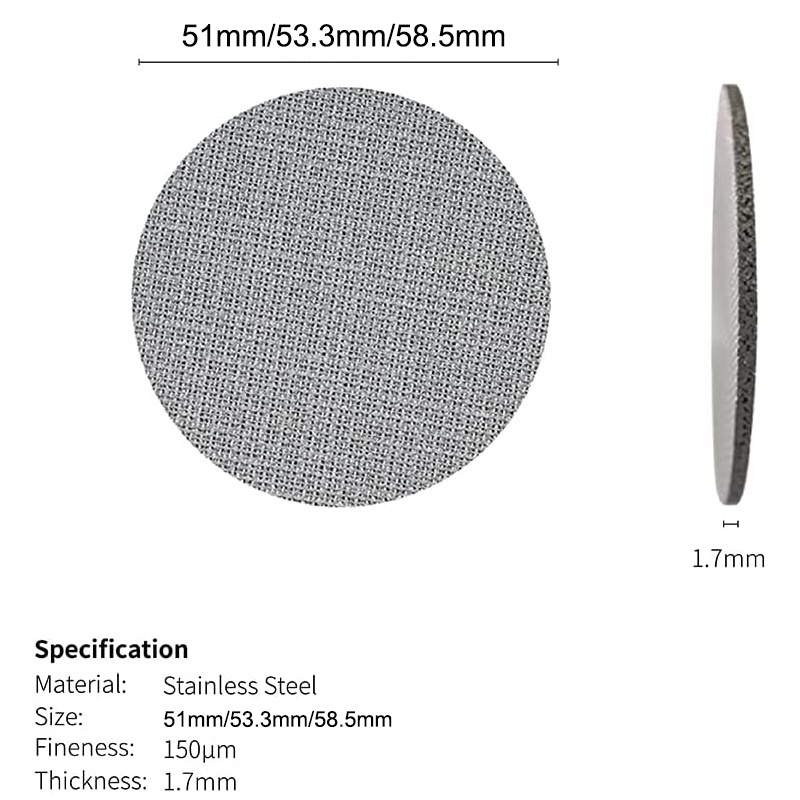 Lưới Lọc Cà Phê Espresso Bằng Thép Không Gỉ Dày 1.7Mm Cho Máy Pha Cà Phê Barista 51 / 54 / 58Mm