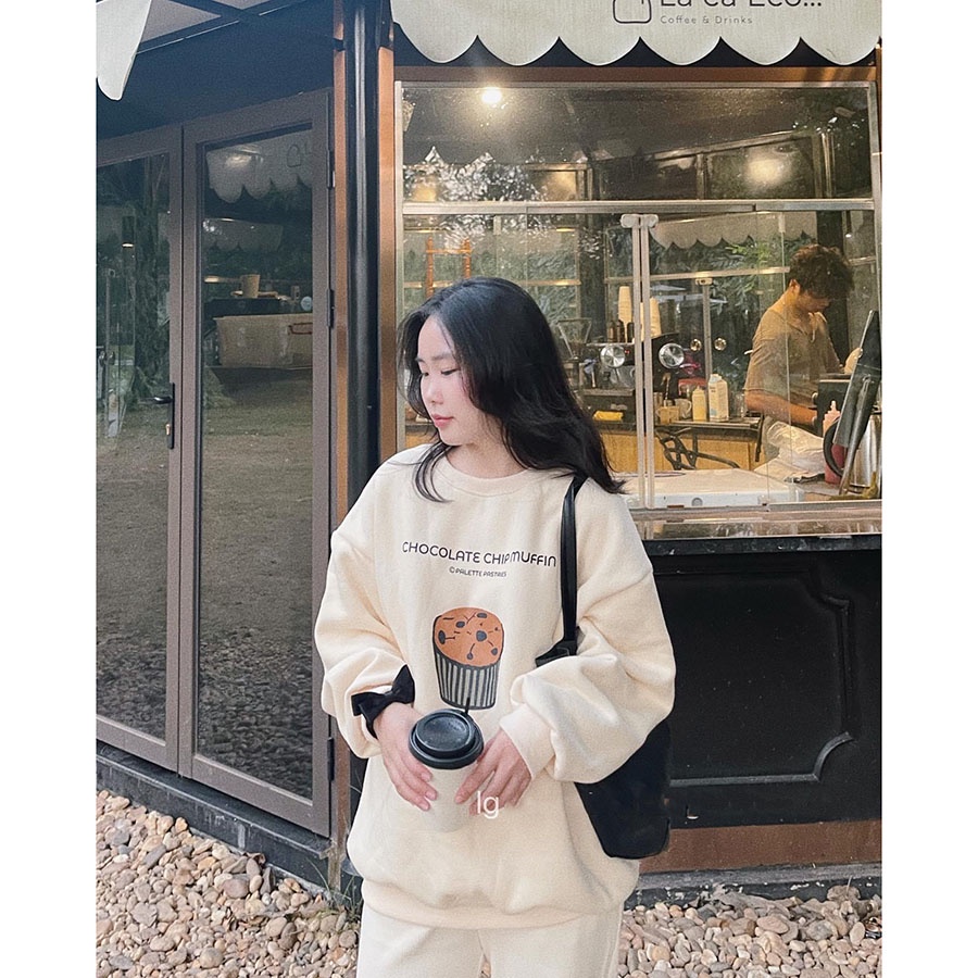 Áo Nỉ Bông Form Rộng Họa Tiết Hình Bánh Hàng Quảng Châu M86039-Vin_store168